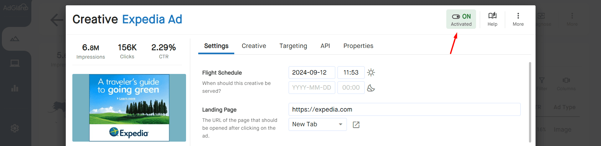 Creatives Activating AdGlare AdServer