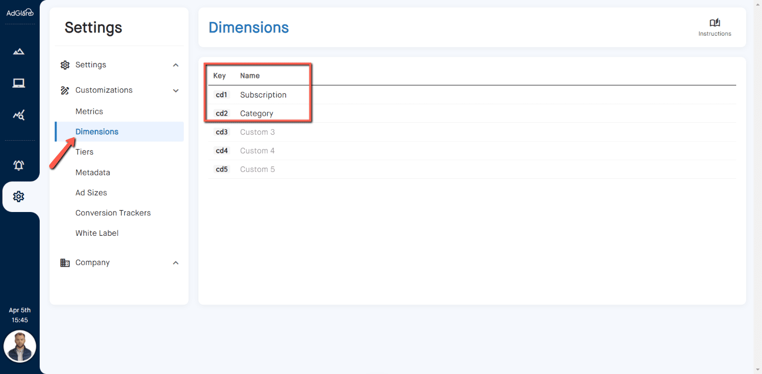 Reports Custom Dimensions Ss1 AdGlare AdServer