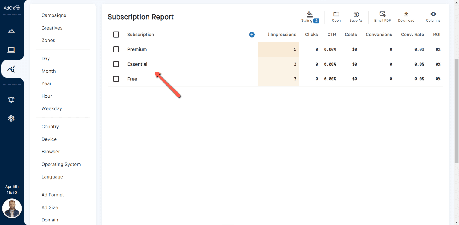 Reports Custom Dimensions Ss2 AdGlare AdServer